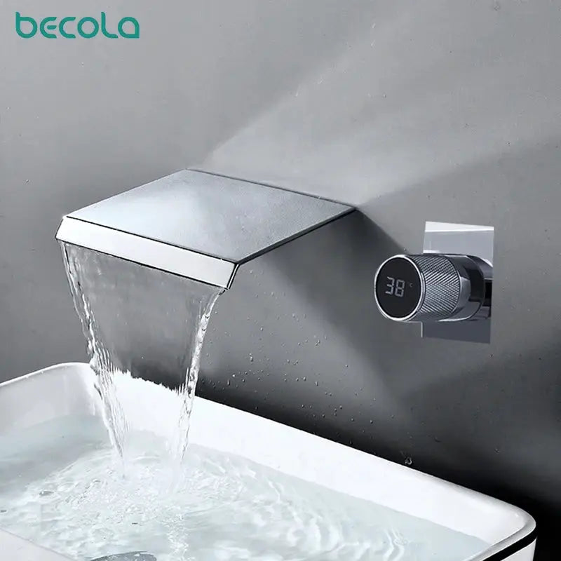 Bathroom Faucet | Led Digital Display | Black Brass | Two Hole from PriceLows™