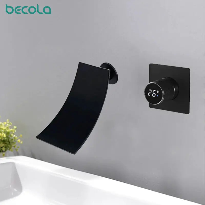 Bathroom Faucet | Led Digital Display | Black Brass | Two Hole from PriceLows™