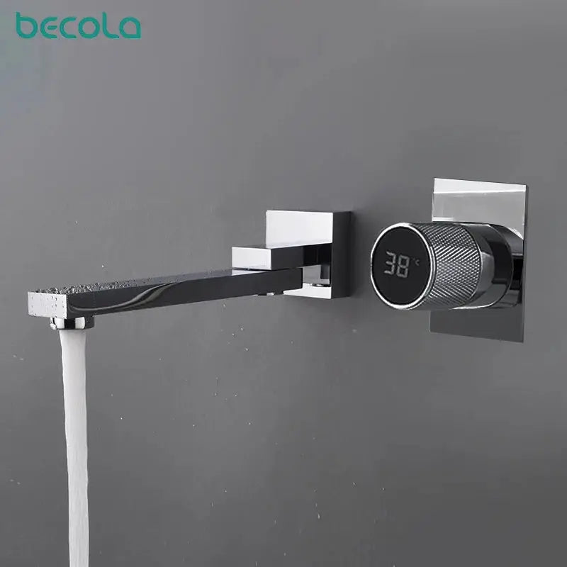 Bathroom Faucet | Led Digital Display | Black Brass | Two Hole from PriceLows™