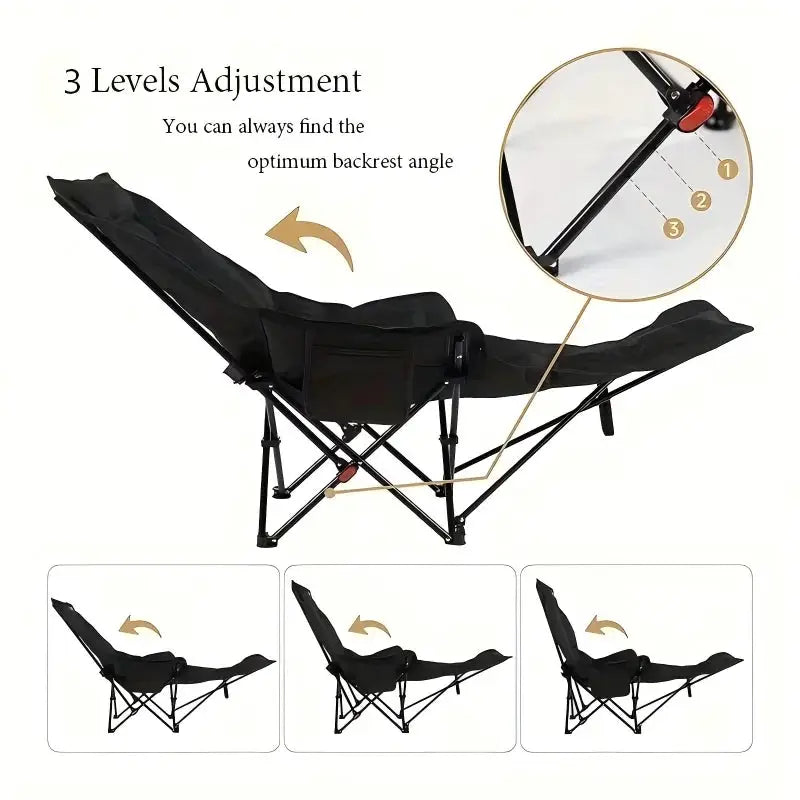 300-Pound Heavy-Duty Foldable Beach Chair with Adjustable Height and Crossed Backrest - Portable Outdoor Chair for Camping, Fish from PriceLows™