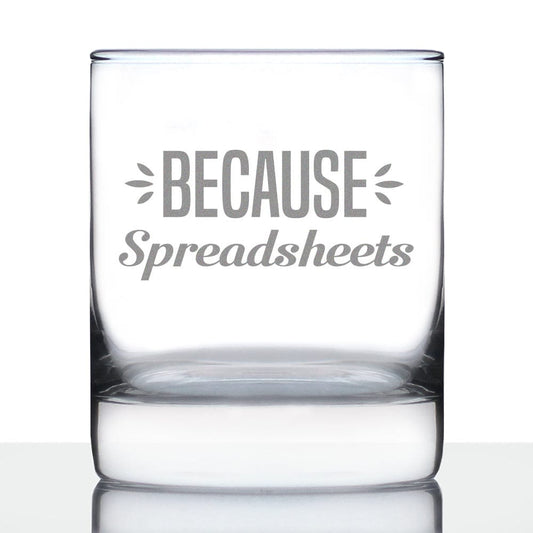 Etched Rocks Glass | 10 oz Whiskey Glass | Dishwasher Safe | Because Spreadsheets