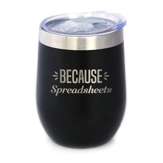 Insulated Stemless Wine Tumbler | 12 oz Stainless Steel | Sliding Lid | Because Spreadsheets