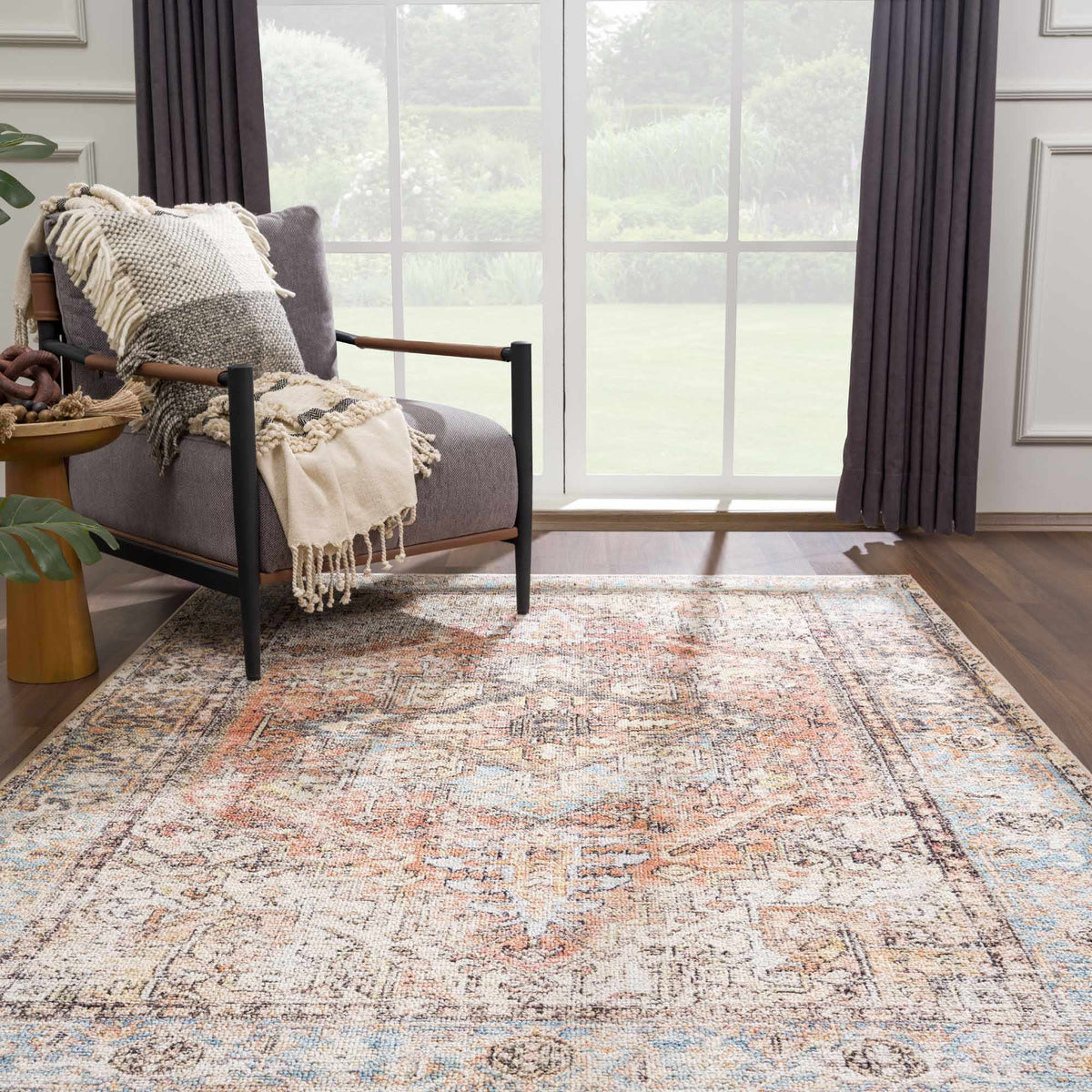 Beck Peach Washable Area Rug from PriceLows™