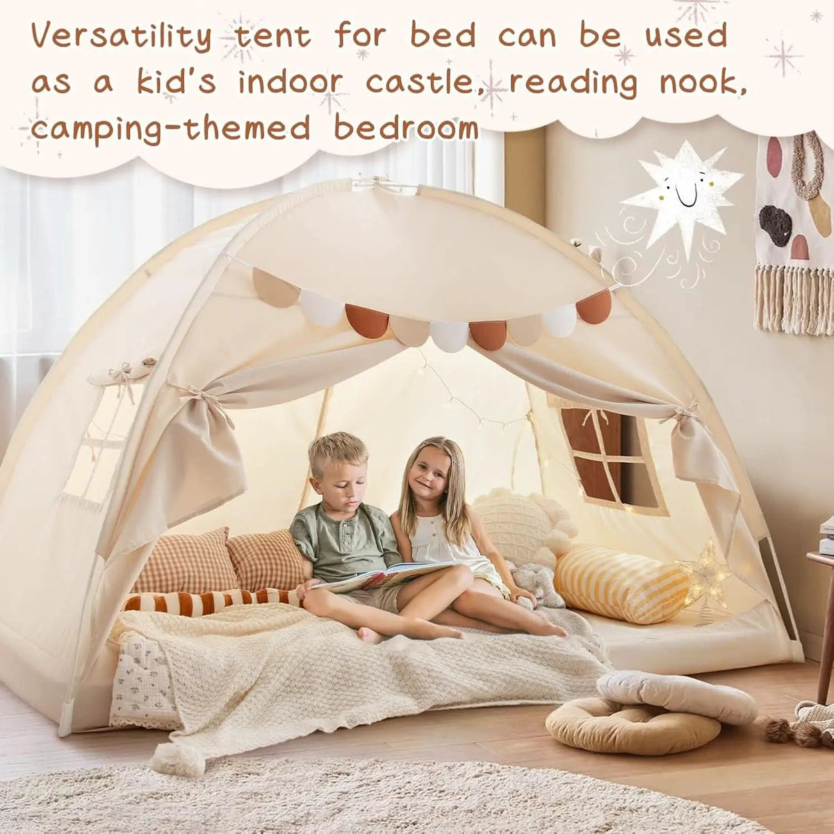 Full Size Bed Canopy Tent Blackout Polyester Cotton from PriceLows™