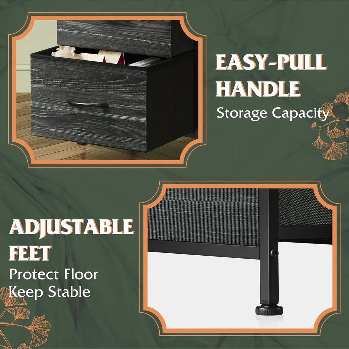 Bedroom Nightstand With Three Drawers Charcoal Black from PriceLows™