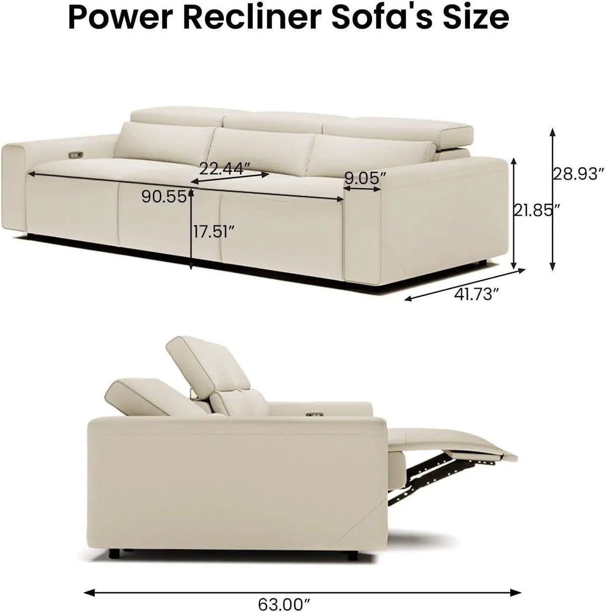 Beige 108 Inch Ultra Power Leather Modular Sectional from PriceLows™