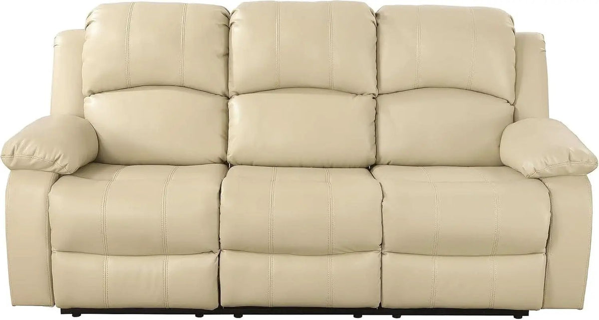 Beige 3 Seater Manual Reclining Sofa With Cup Holders from PriceLows™