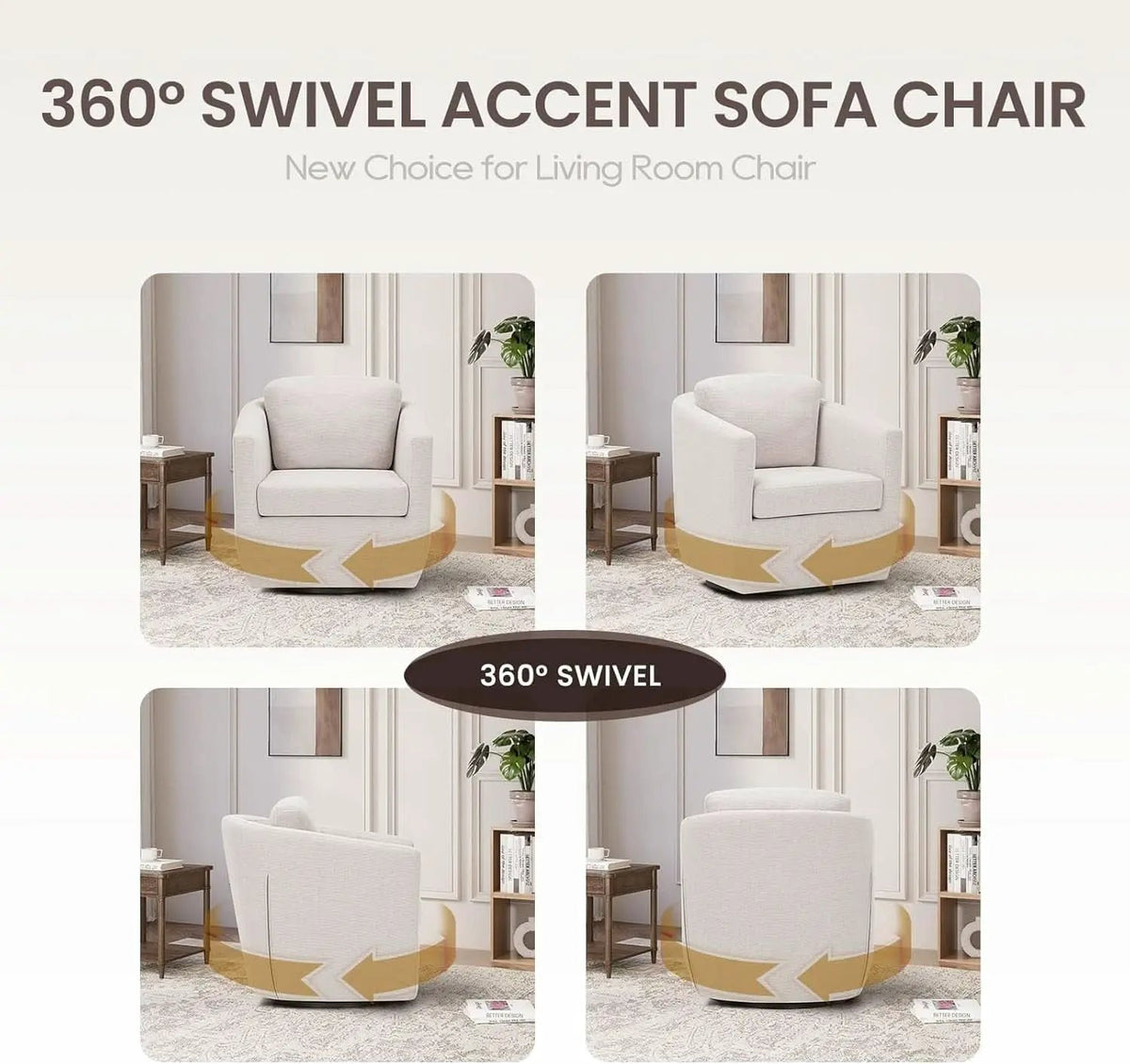 Beige 360 Degrees Swivel Armchairs Fully Assembled from PriceLows™