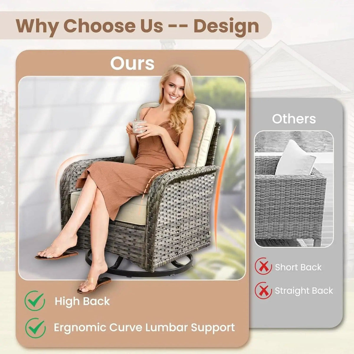 Beige All Weather Wicker Patio Furniture Conversation Set from PriceLows™