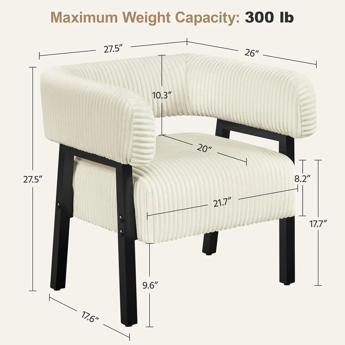 Beige Corduroy Barrel Chair With Pocket Coil Support from PriceLows™