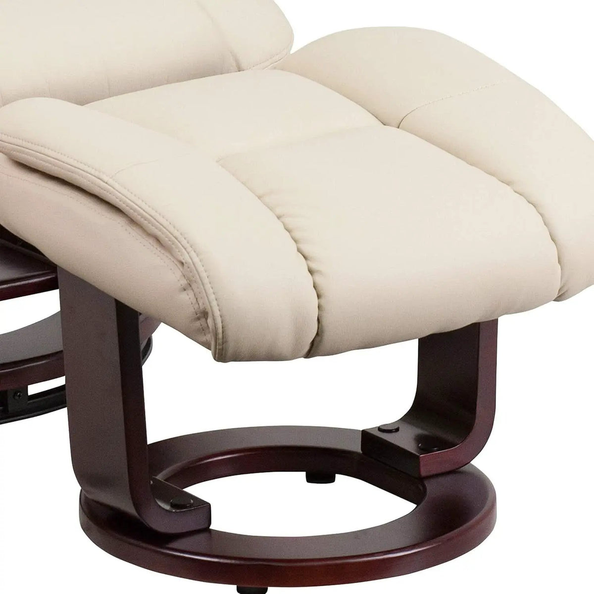 Beige Leathersoft Upholstered Recliner With Ottoman from PriceLows™