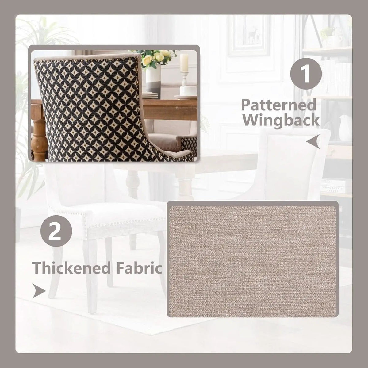 Beige Patterned Modern High Back Dining Chairs Set from PriceLows™