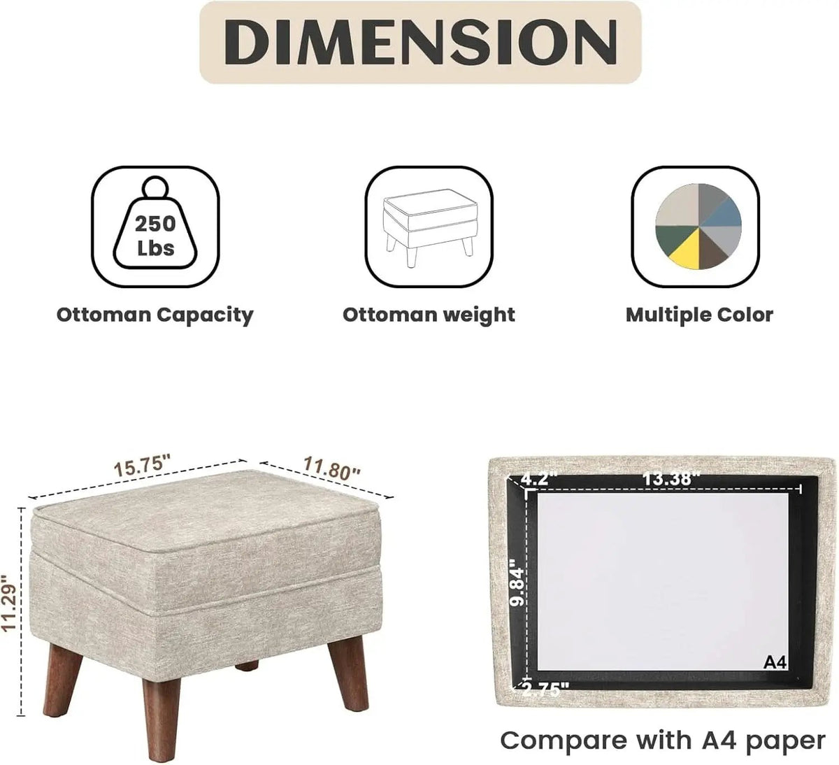 Beige Upholstered Storage Ottoman With Removable Lid from PriceLows™