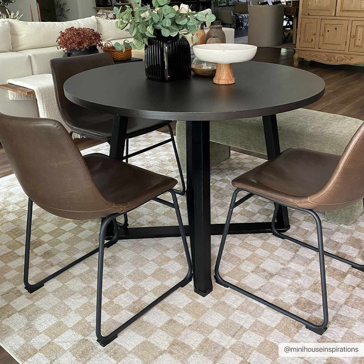 Benjy Cream & Gold Checkered Area Rug from PriceLows™