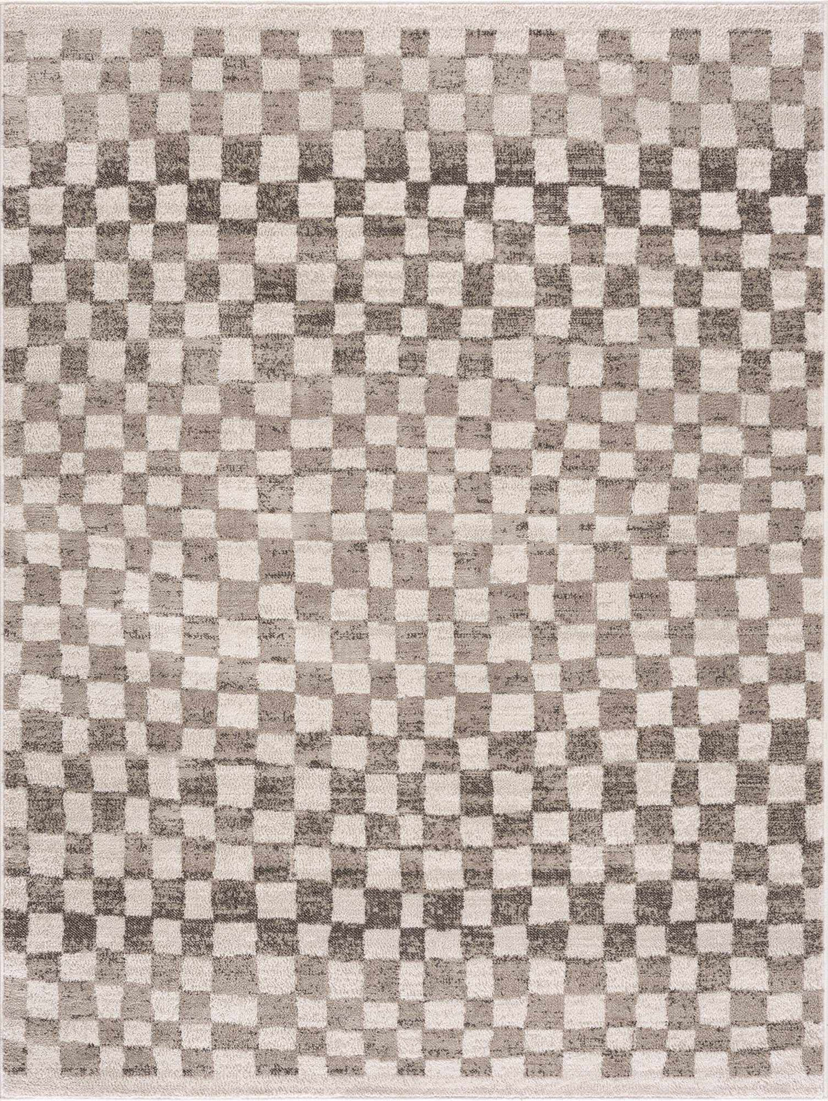 Benjy Beige Checkered Area Rug