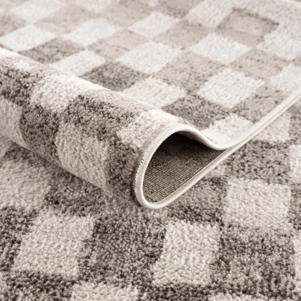 Benjy Beige Checkered Area Rug