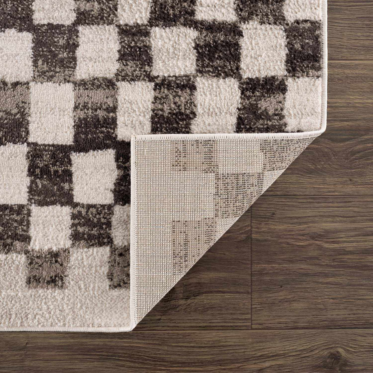 Benjy Cream & Charcoal Checkered Area Rug from PriceLows™