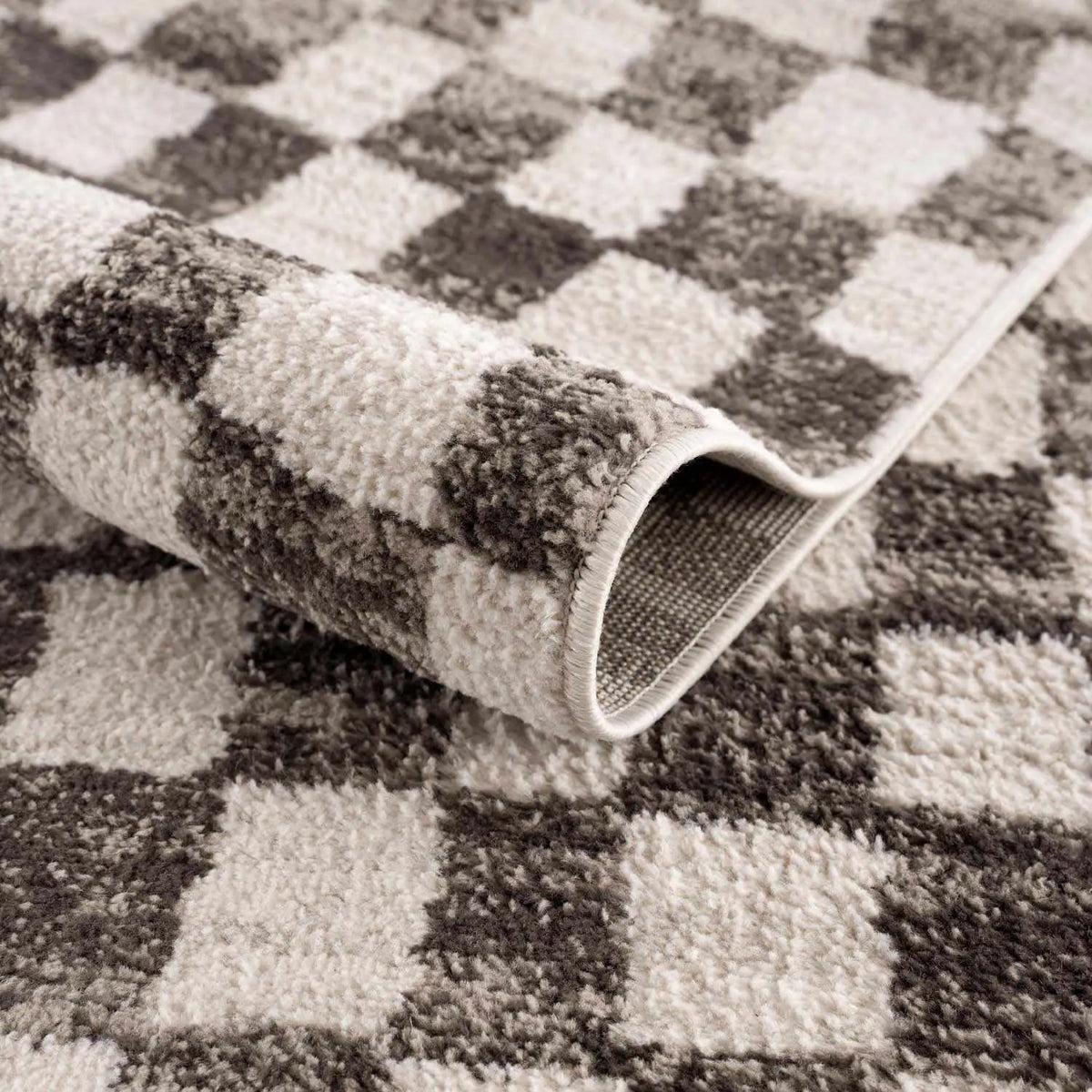 Benjy Cream & Charcoal Checkered Area Rug from PriceLows™
