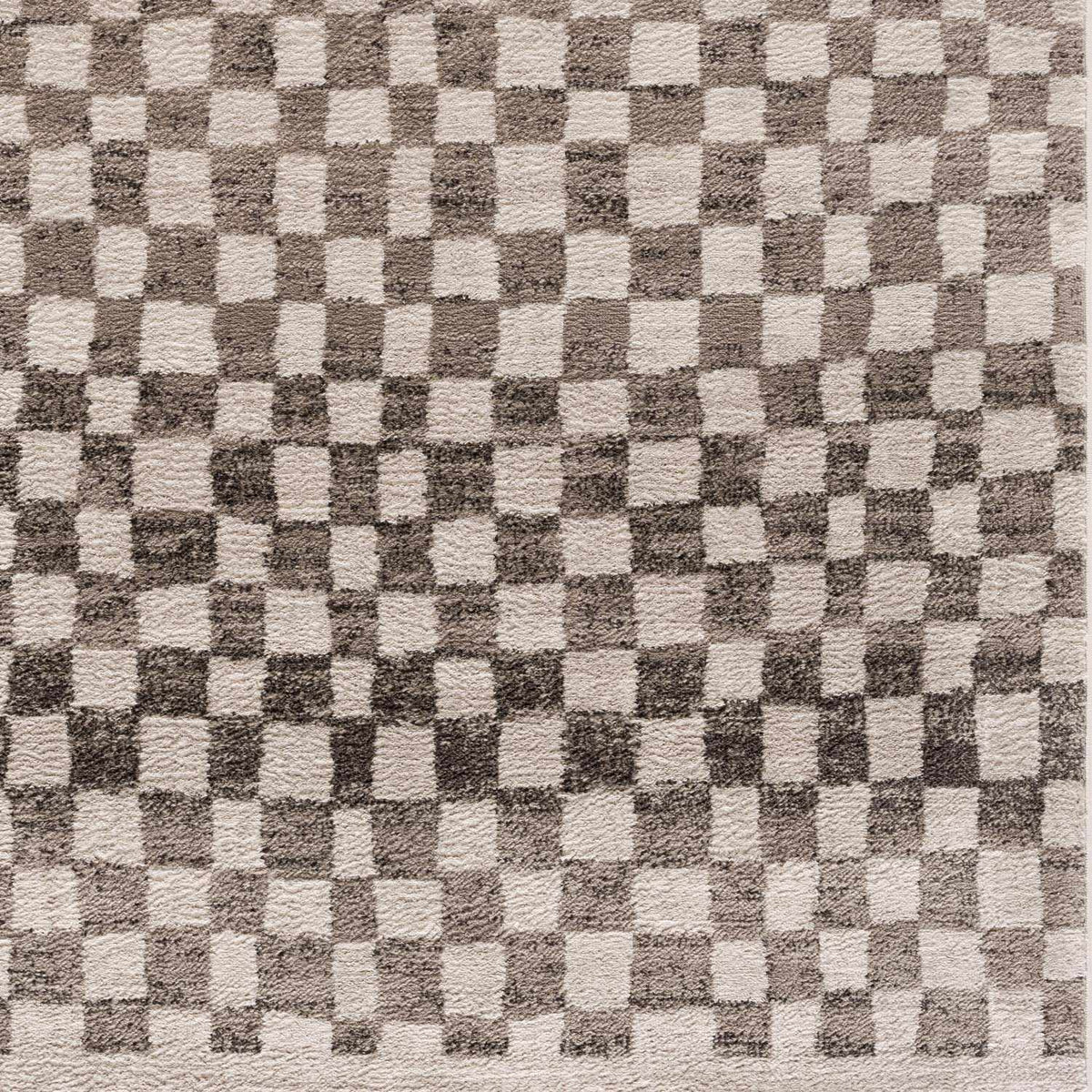 Benjy Cream & Charcoal Checkered Area Rug from PriceLows™