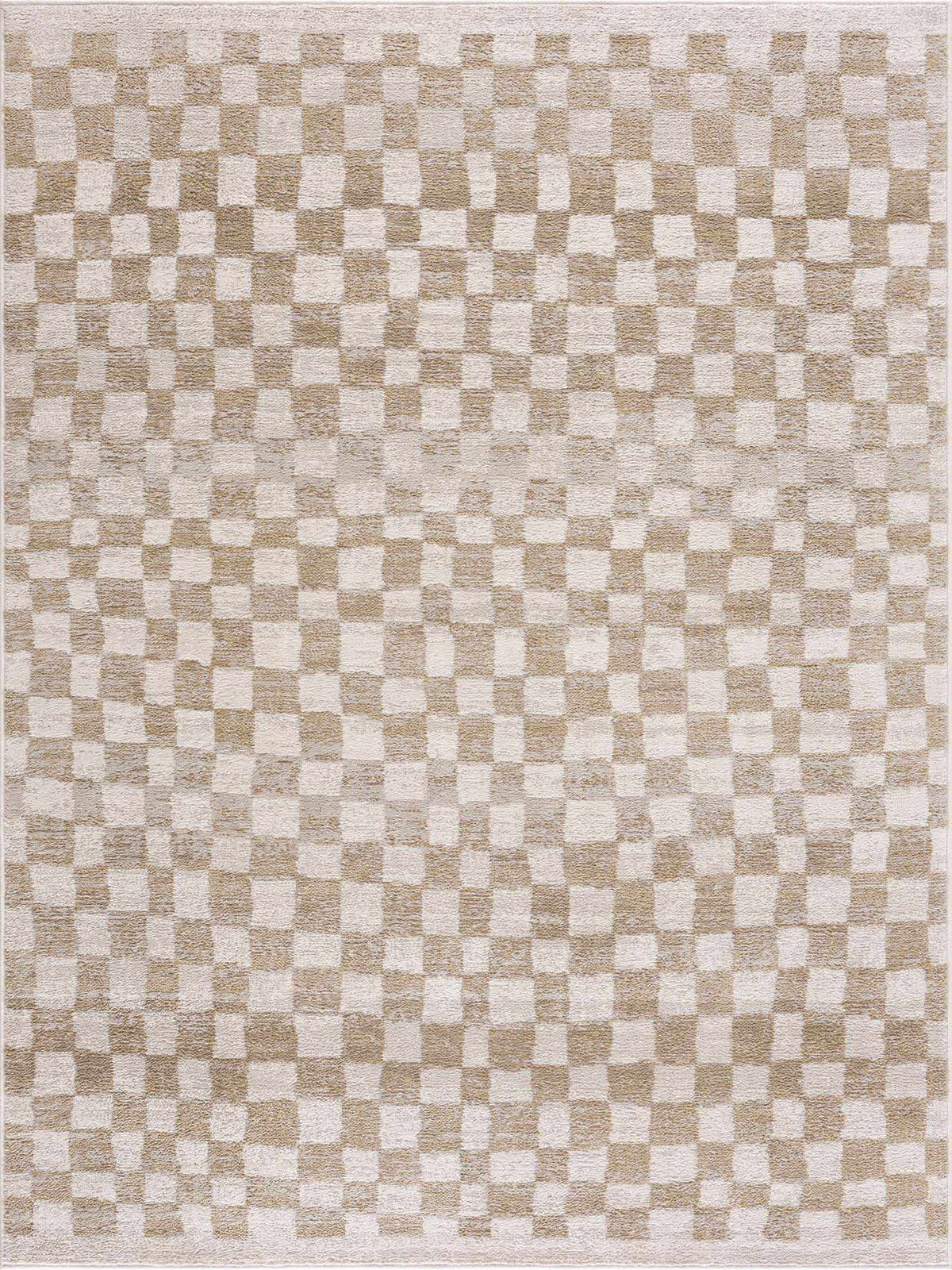 Benjy Cream & Gold Checkered Area Rug from PriceLows™