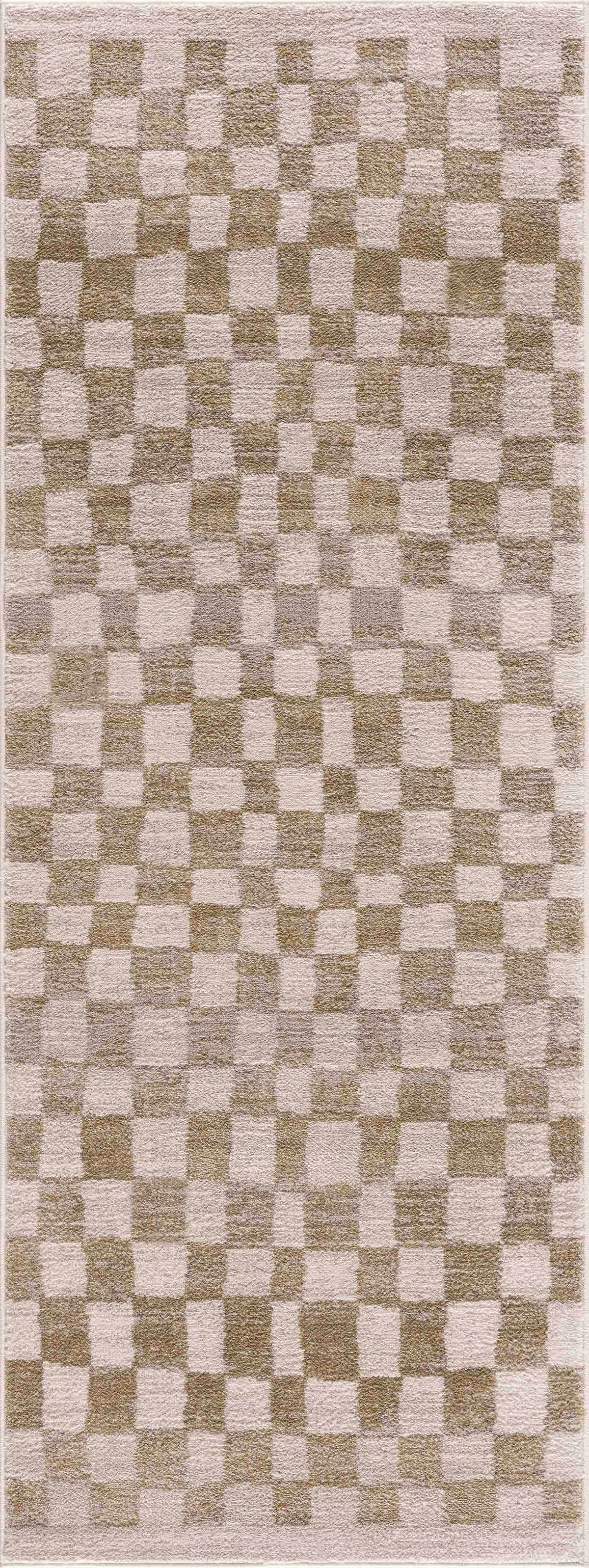 Benjy Cream & Gold Checkered Area Rug from PriceLows™