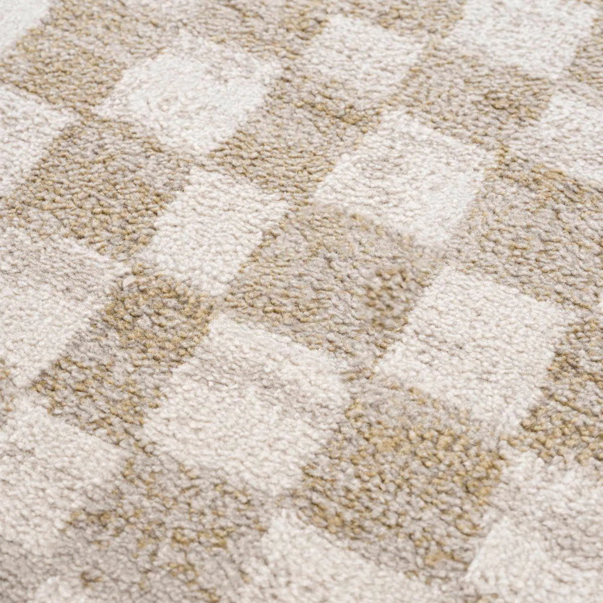 Benjy Cream & Gold Checkered Area Rug from PriceLows™
