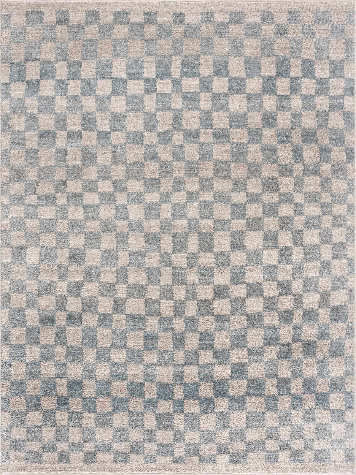 Benjy Cream & Light Blue Checkered Area Rug from PriceLows™