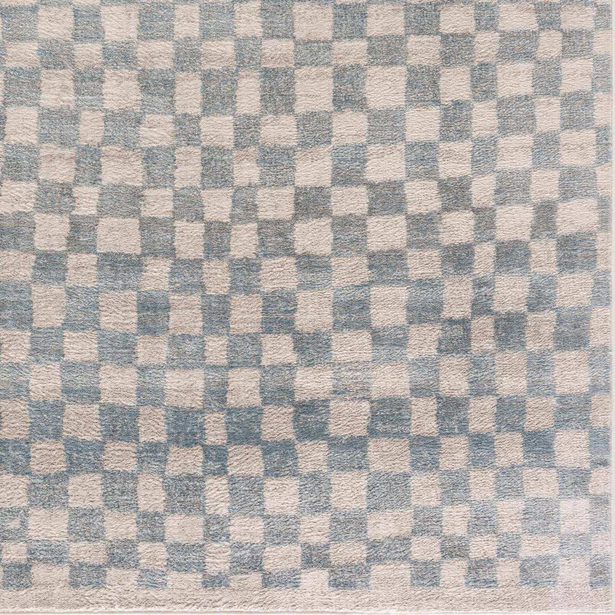 Benjy Cream & Light Blue Checkered Area Rug from PriceLows™