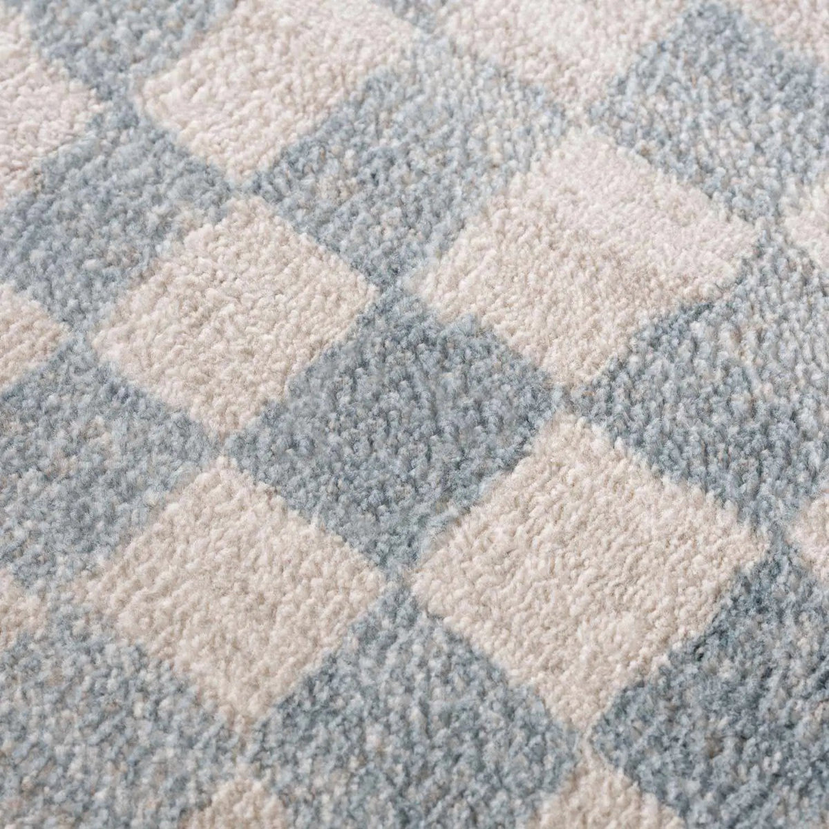 Benjy Cream & Light Blue Checkered Area Rug from PriceLows™