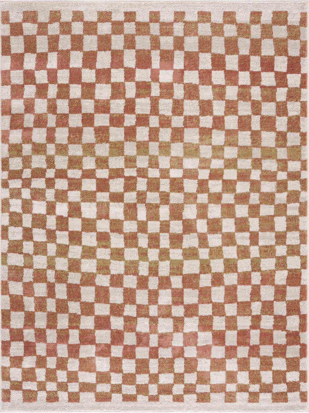 Benjy Cream & Salmon Checkered Area Rug from PriceLows™