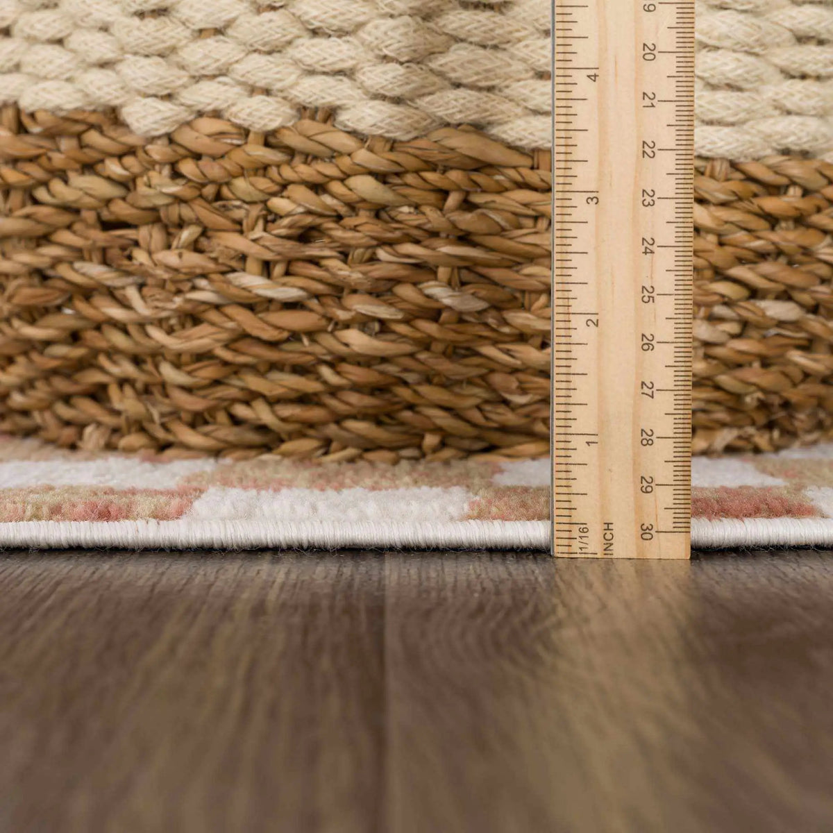 Benjy Cream & Salmon Checkered Area Rug from PriceLows™