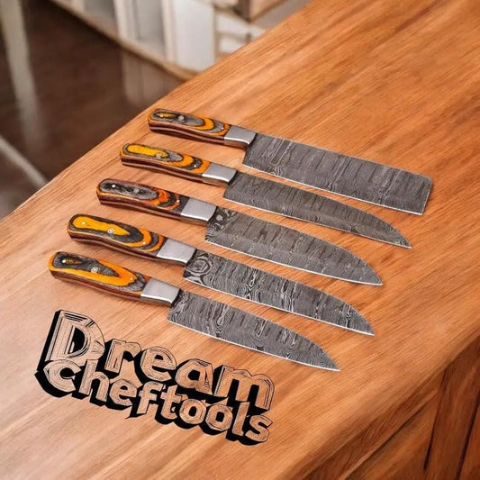 Best Knife Sets for Kitchen Damascus Steel Chef Knives with Pakkawood Handles | 13 Inch | Damascus Steel | Kitchen Knives Set