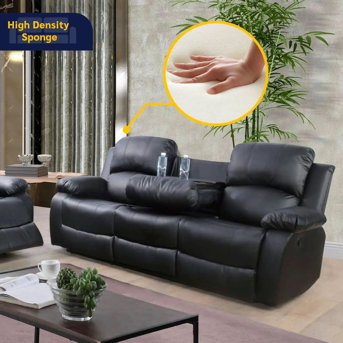 Beverly Fine 3 Piece Recliner Living Room Set Faux Leather from PriceLows™