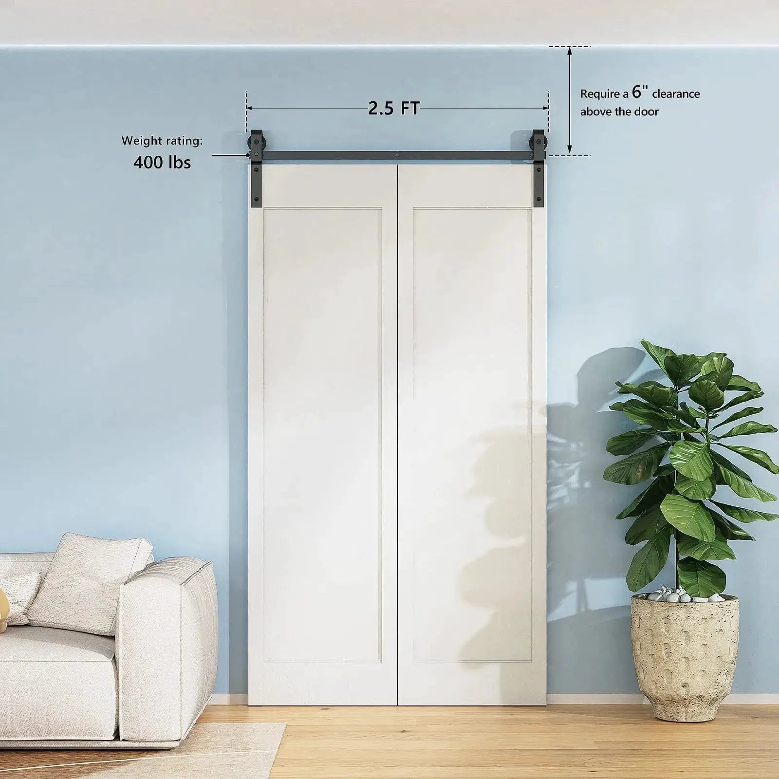 Bi-Folding Sliding Barn Door Hardware Track Kit (No Door) from PriceLows™