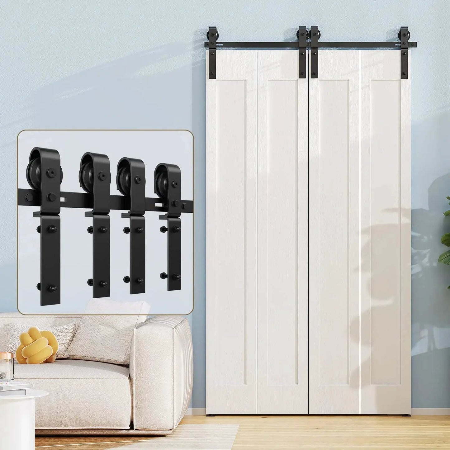 Bi-Folding Sliding Barn Door Hardware Track Kit (No Door) from PriceLows™