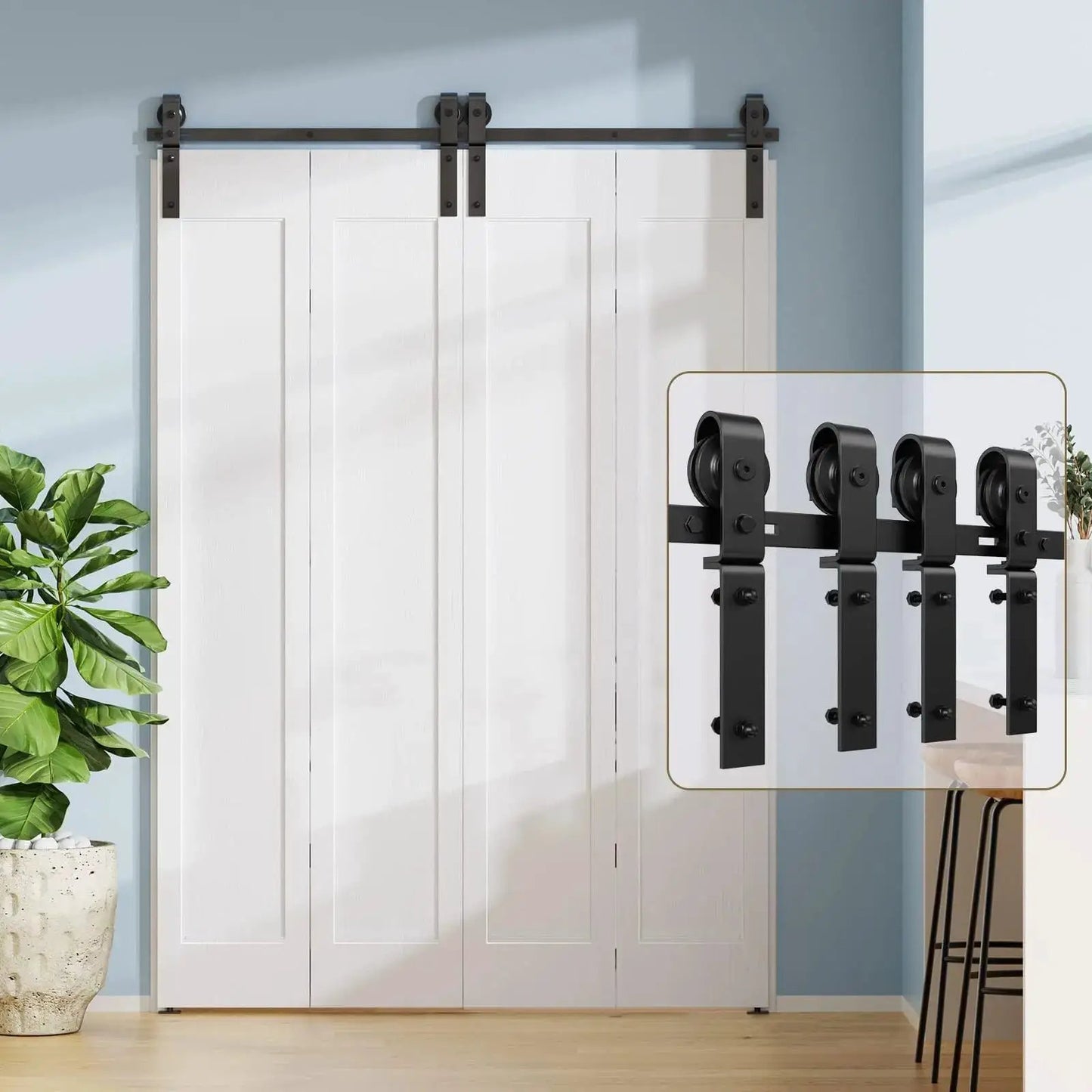 Bi-Folding Sliding Barn Door Hardware Track Kit (No Door) from PriceLows™
