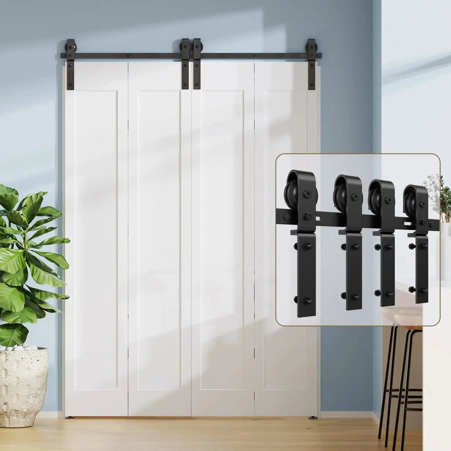 Bi-Folding Sliding Barn Door Hardware Track Kit (No Door) from PriceLows™