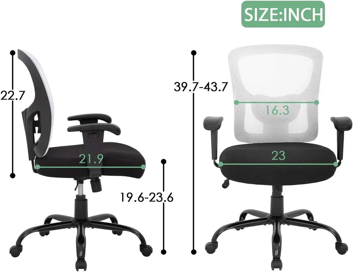 Big And Tall Office Chair 400 Lbs Capacity Adjustable Lumbar Support from PriceLows™