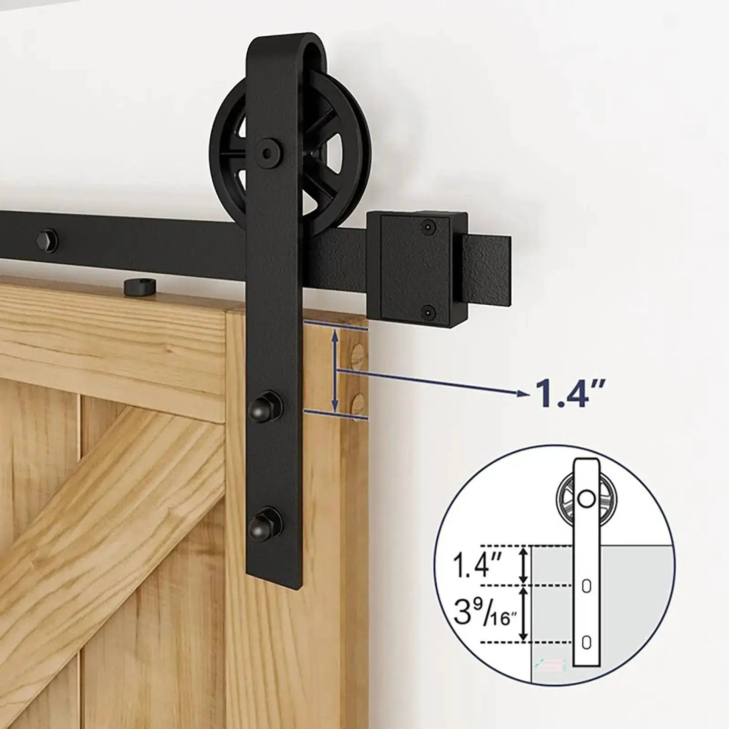 Big Spoke Wheel Roller Sliding Barn Door Hardware Kit (No Door) from PriceLows™