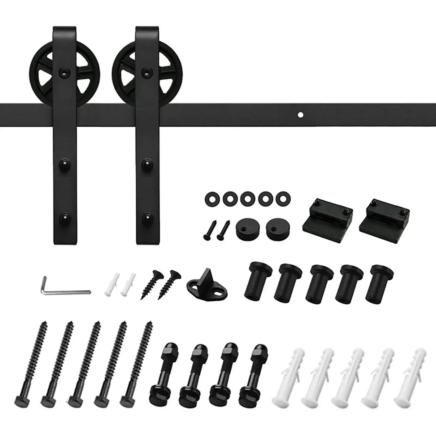 Big Spoke Wheel Roller Sliding Barn Door Hardware Kit (No Door) from PriceLows™