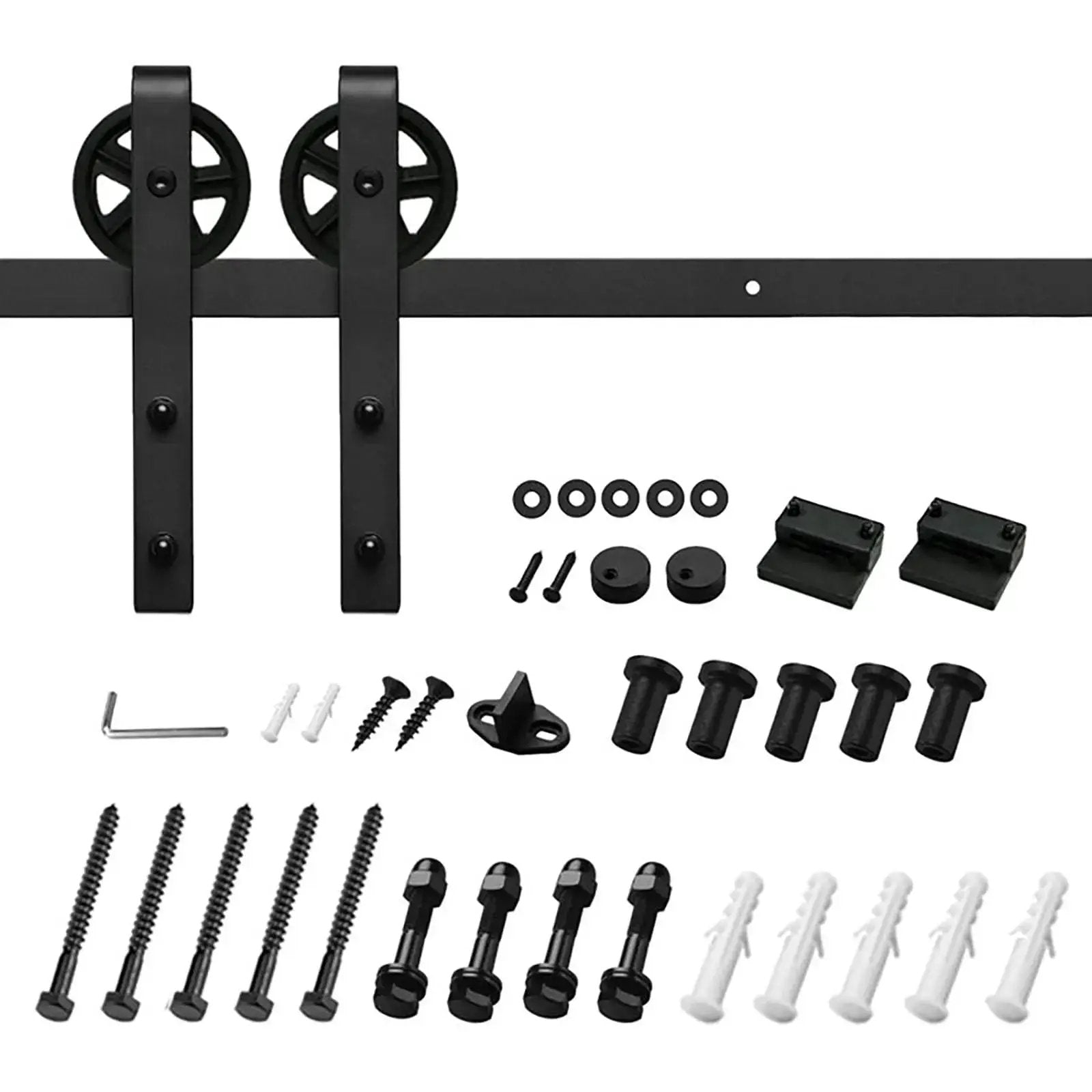 Big Spoke Wheel Roller Sliding Barn Door Hardware Kit (No Door) from PriceLows™