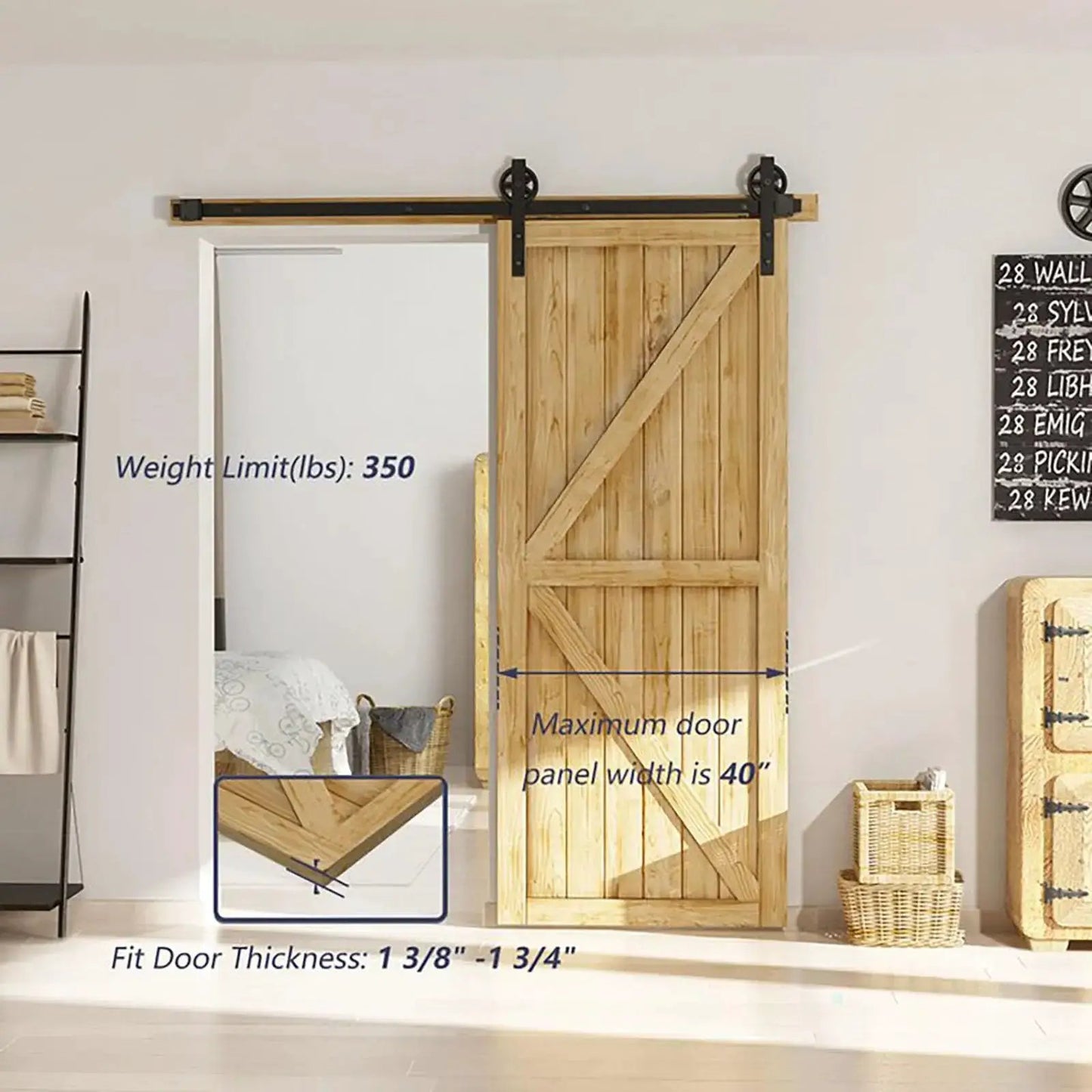 Big Spoke Wheel Roller Sliding Barn Door Hardware Kit (No Door) from PriceLows™