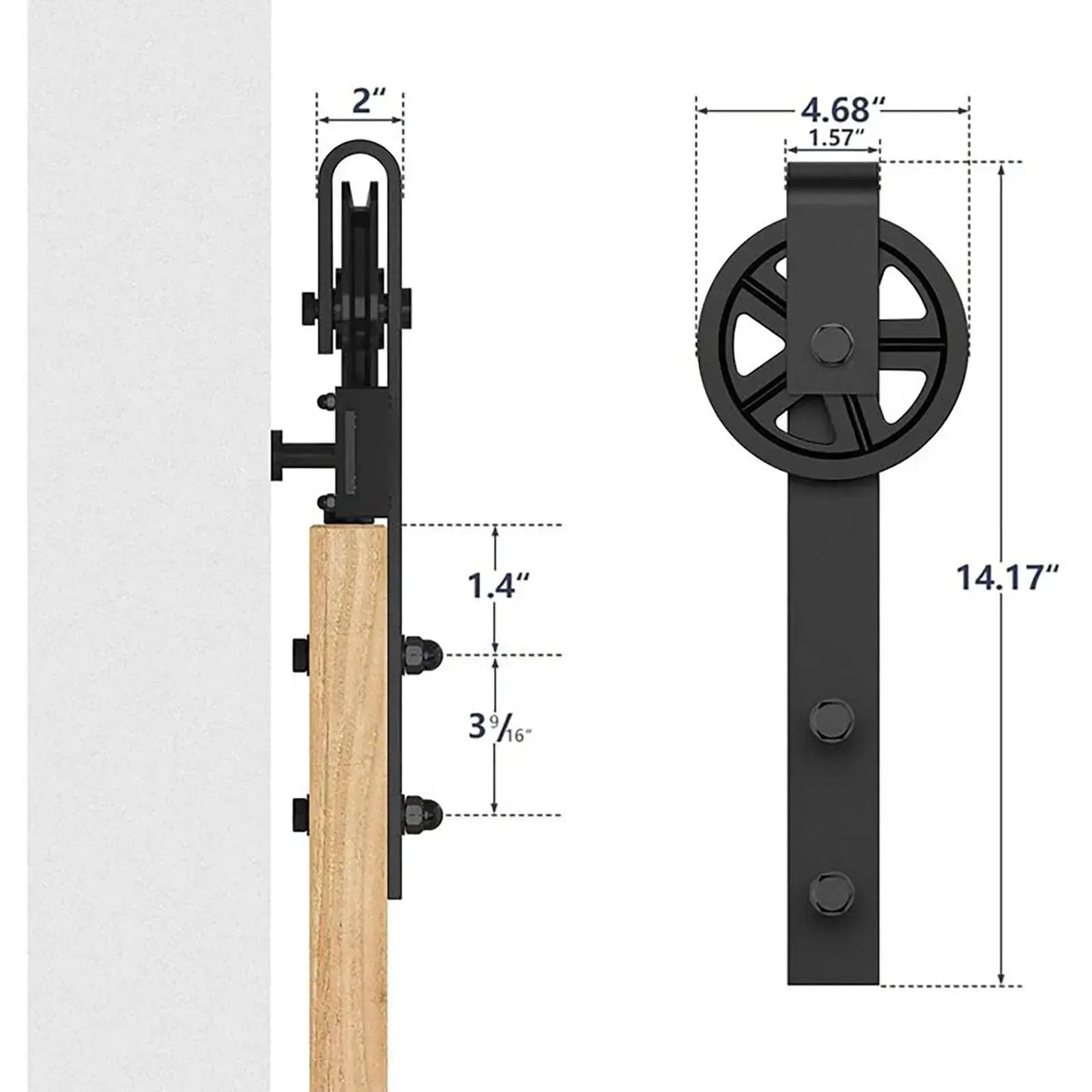 Big Spoke Wheel Roller Sliding Barn Door Hardware Kit (No Door) from PriceLows™