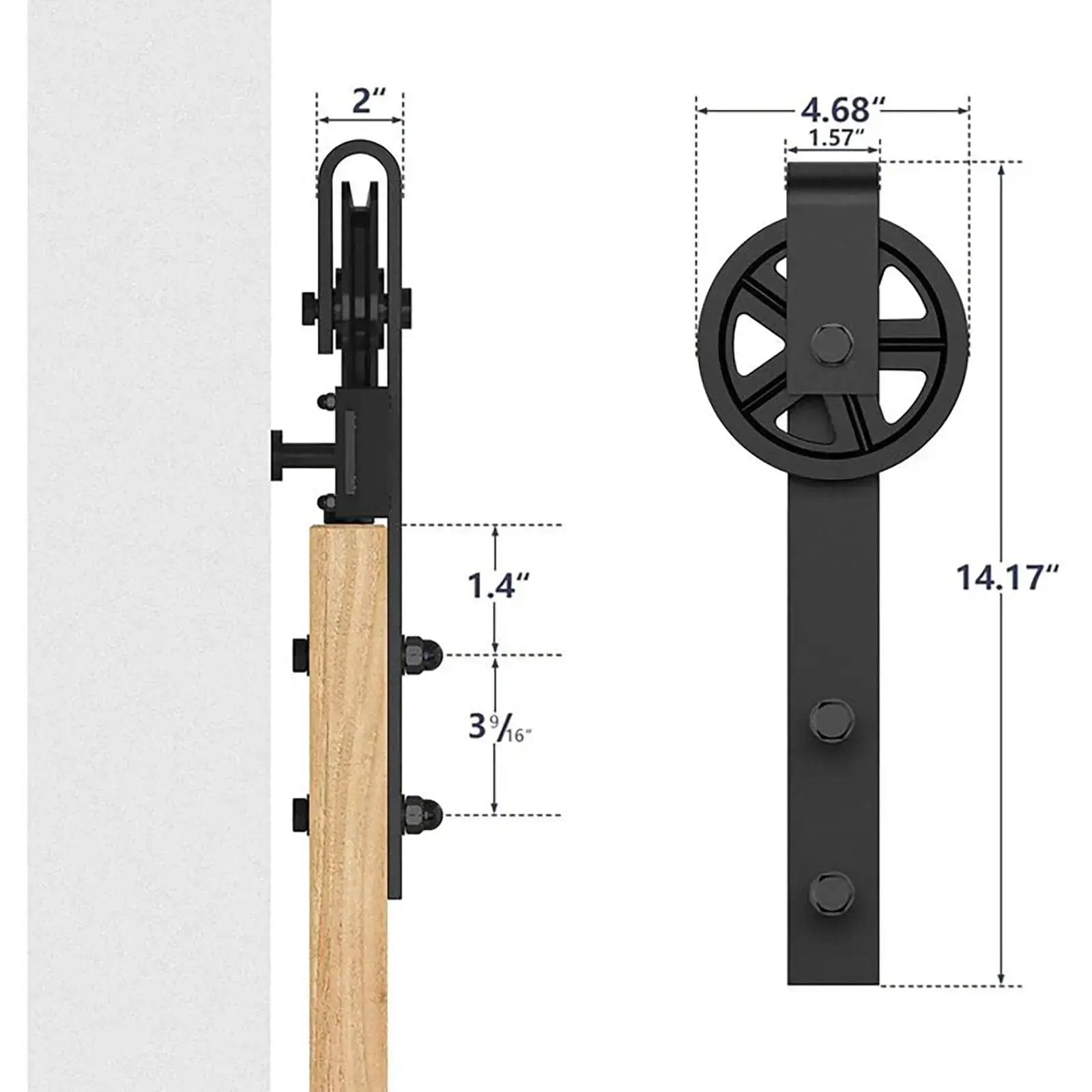 Big Spoke Wheel Roller Sliding Barn Door Hardware Kit (No Door) from PriceLows™
