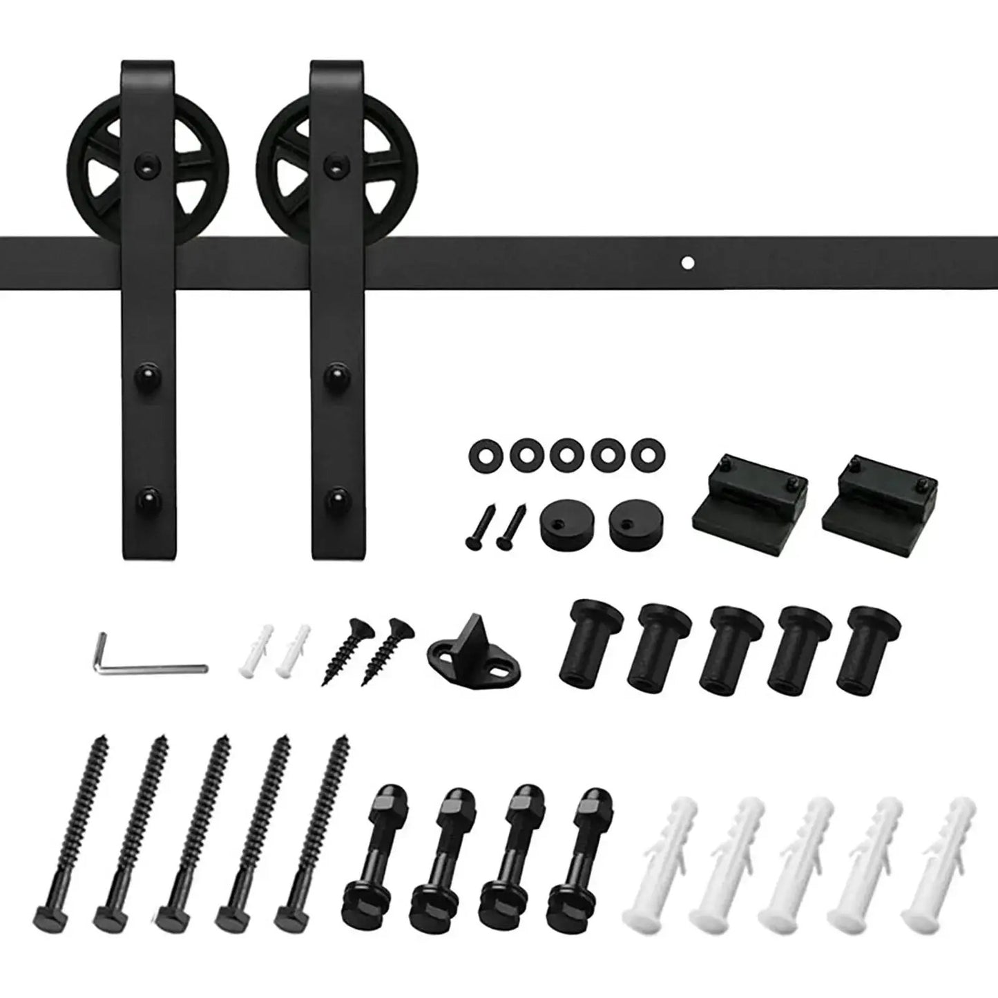 Big Spoke Wheel Roller Sliding Barn Door Hardware Kit (No Door) from PriceLows™