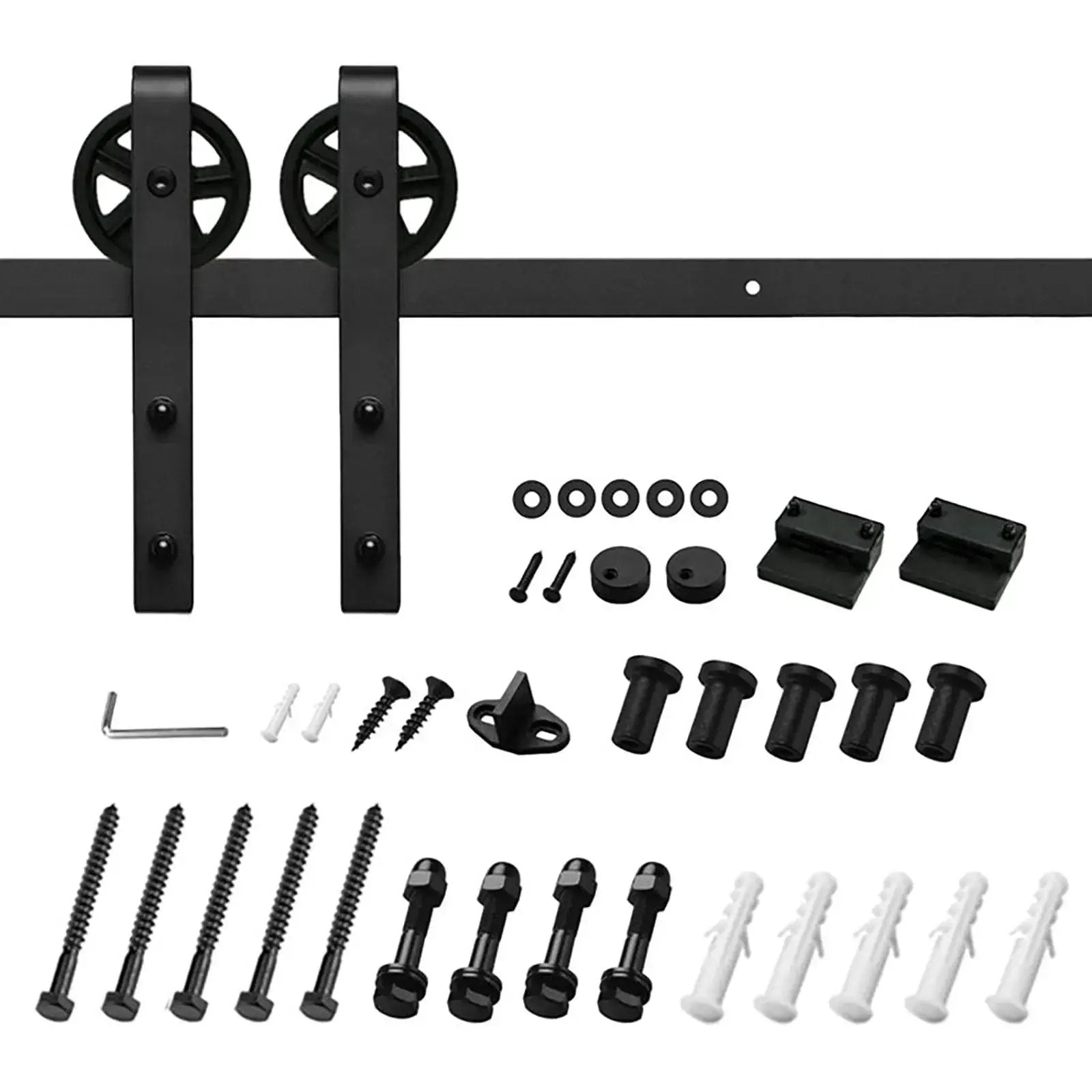 Big Spoke Wheel Roller Sliding Barn Door Hardware Kit (No Door) from PriceLows™