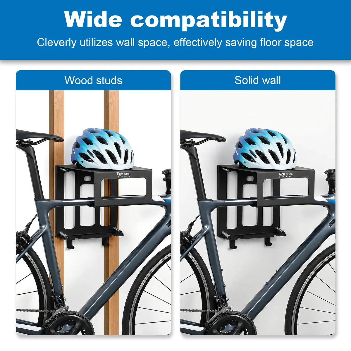 Bike Wall Mount Rack with Shelf and Hooks Space Saving Horizontal Bicycle Rack Can Hold Up To 55 Lbs for Garage Or Indoor Use from PriceLows™
