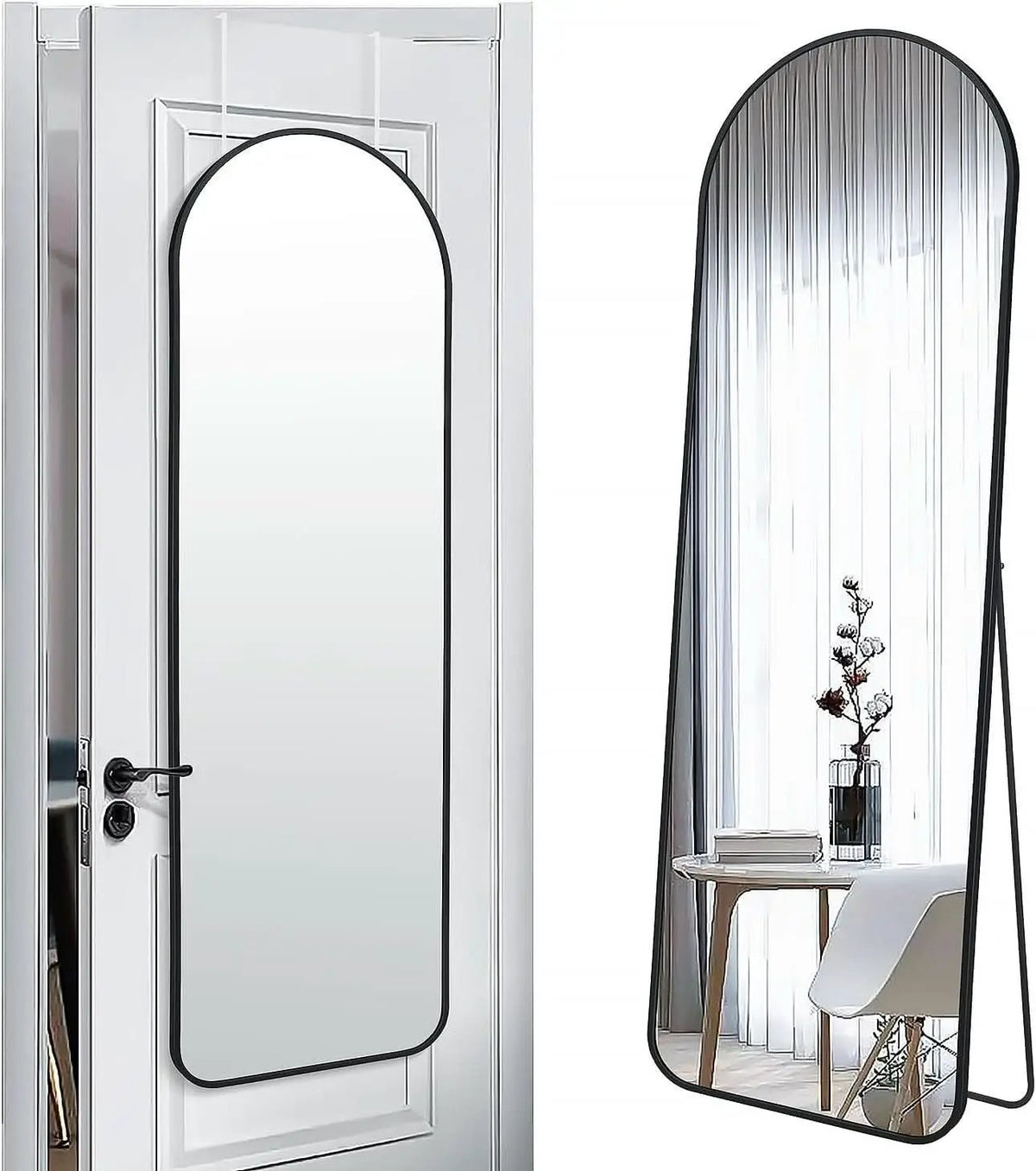 Black 57 Inch Full Length Arch Mirror For Entryway from PriceLows™