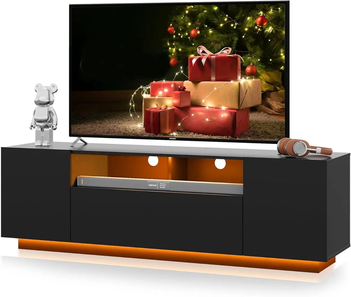 Black 58-Inch TV Console For Living Room Entertainment from PriceLows™