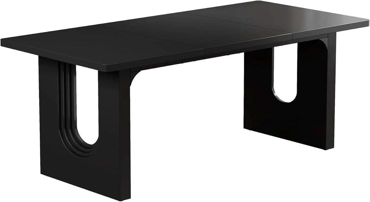Black 71 Inch Dining Table For Six With Wood Pedestal from PriceLows™
